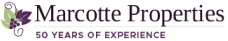 Logo of Marcotte Properties with a purple grapevine motif, next to the text '50 YEARS OF EXPERIENCE'.