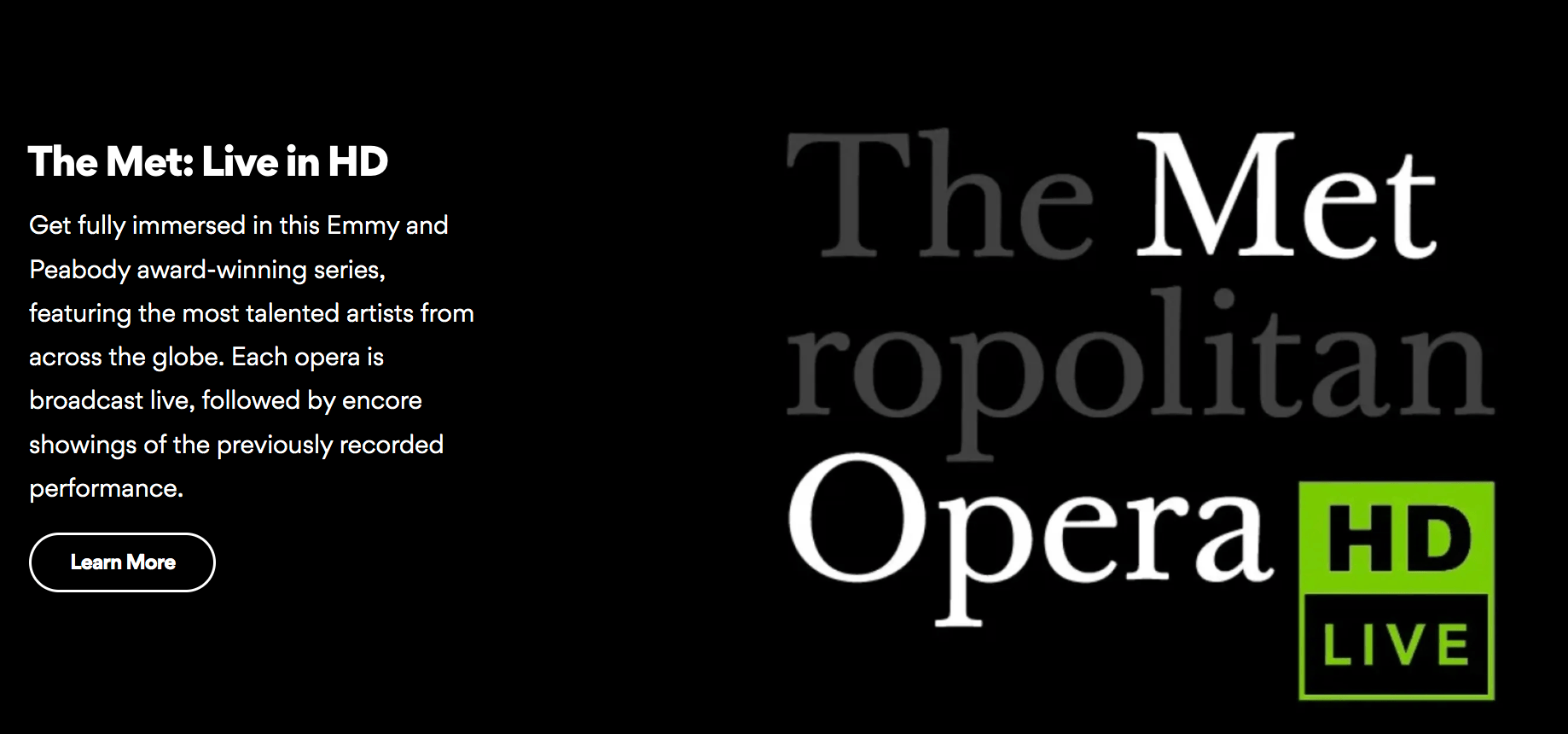 Content on a movie theater website about streaming the Met Opera