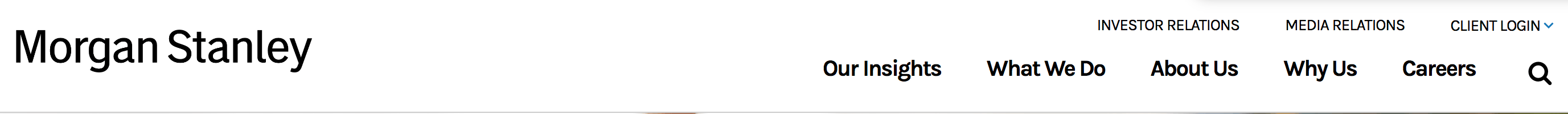 Navigation bar on Morgan Stanley's website