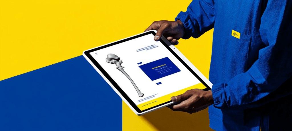 Femur illustration on an orthopedic website