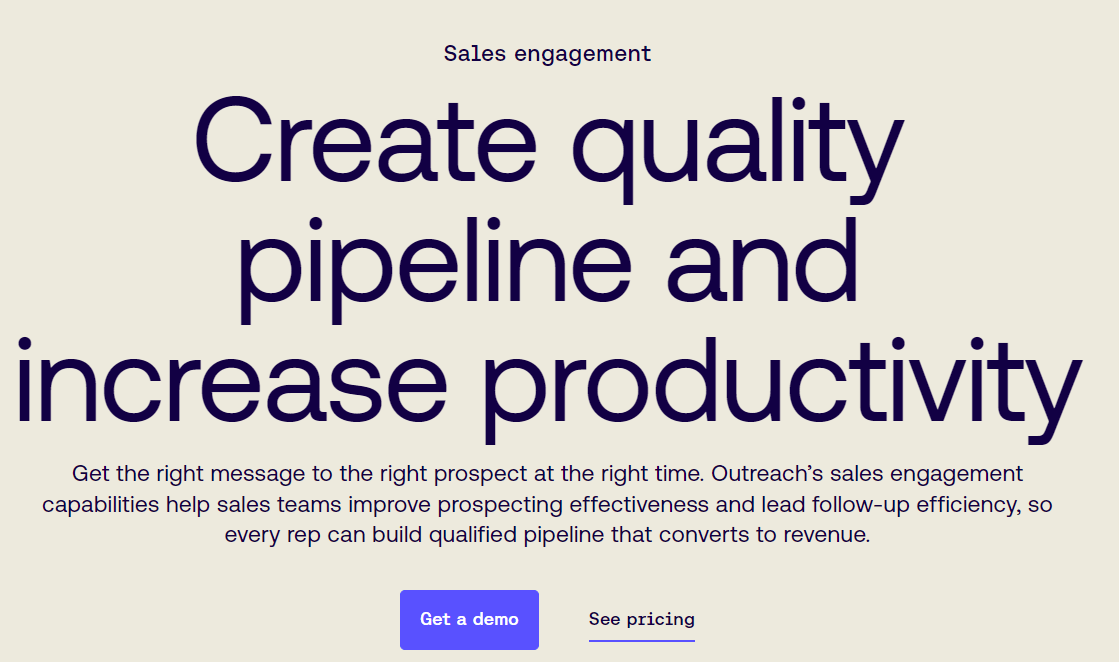 outreach sales engagement software landing page