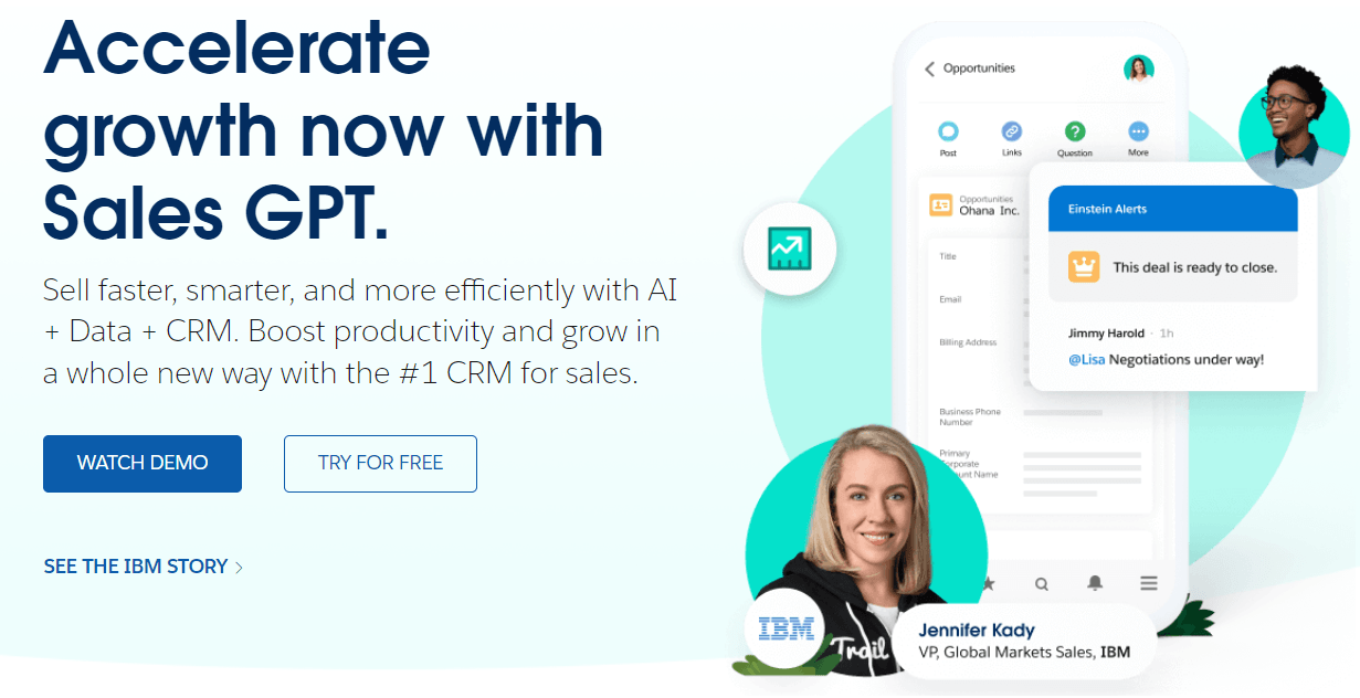 salesforce sales cloud landing page