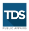 Logo of TDS Public Affairs, featuring the letters TDS in white on a blue background with a white border.