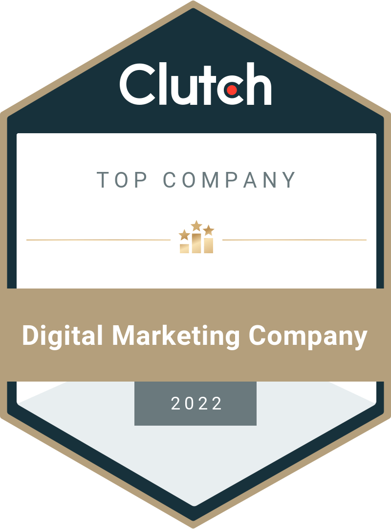 Clutch Top Company award badge for Digital Marketing Company, 2022.