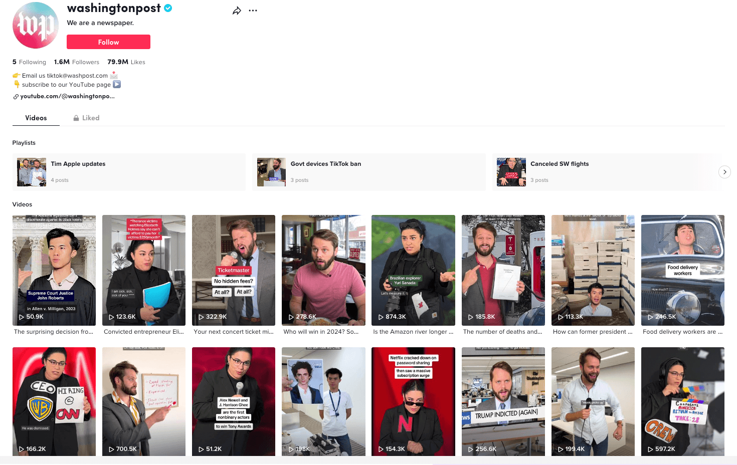 the washington post tiktok page