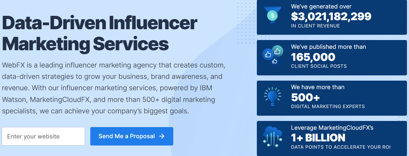 webfx influencer marketing services page