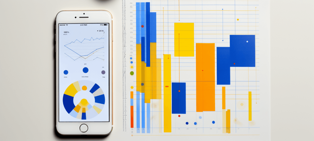 Cell phone sitting next to a chart