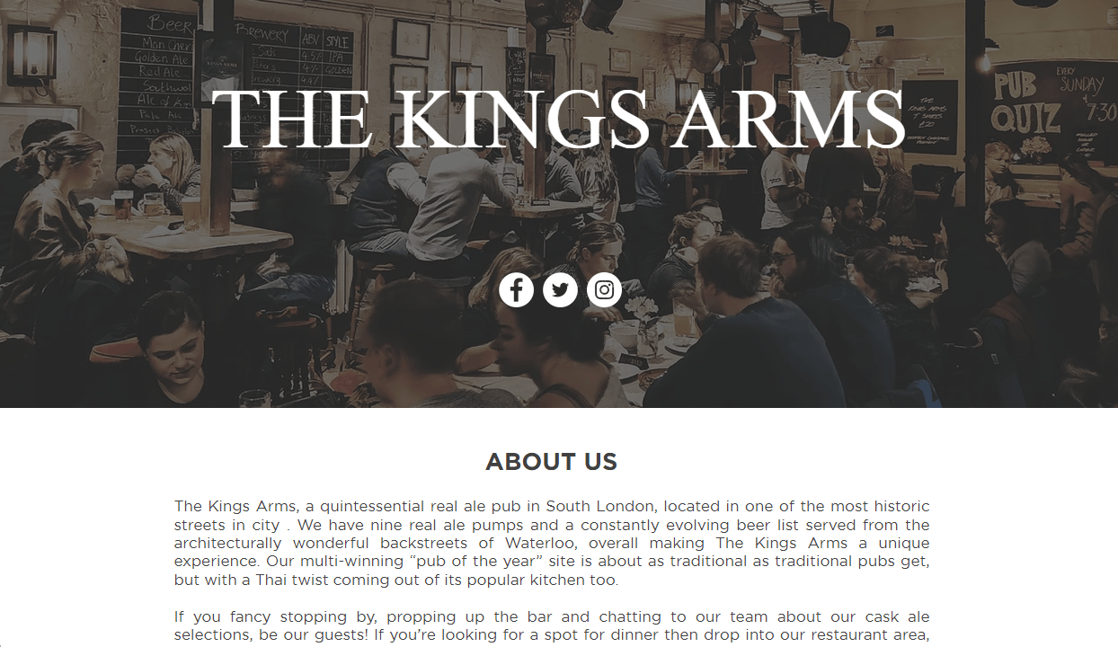 0556 36 restaurant website kingsarms