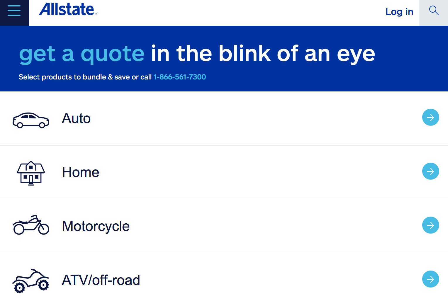 Allstate homepage for insurance