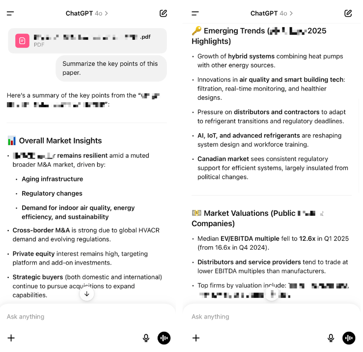 chatgpt example providing a summary