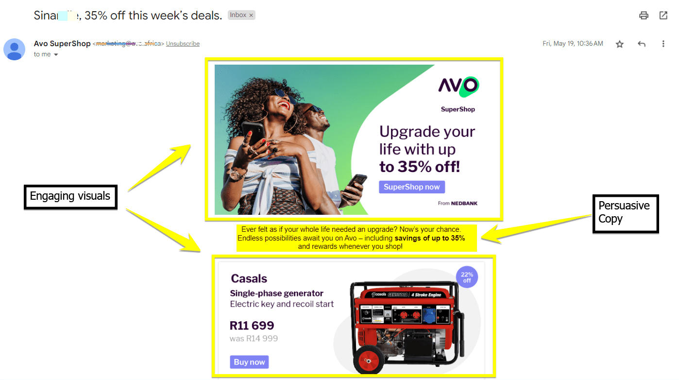 email with engaging visuals and persuasive copy