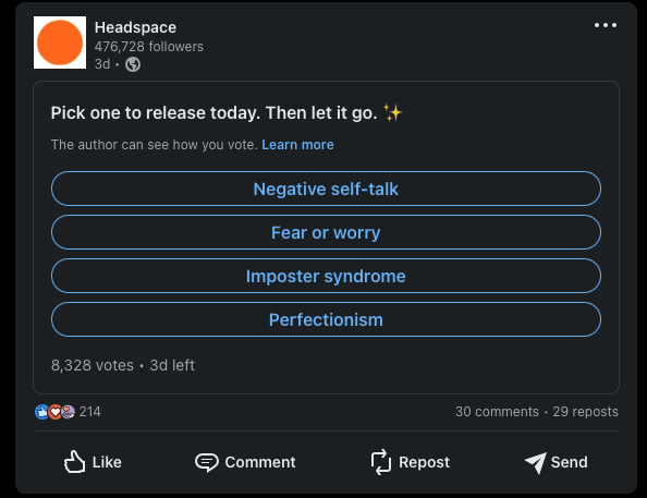 headspace linkedin poll