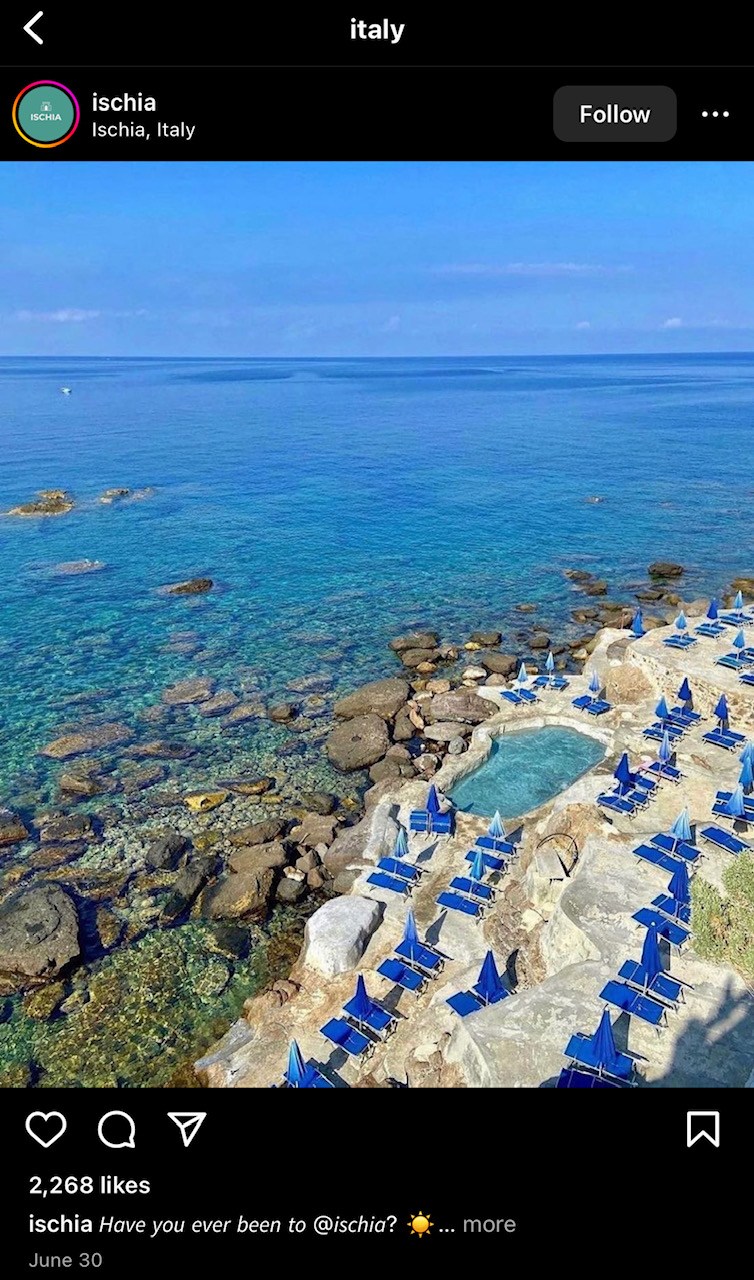 Instagram photo of a place in Italy showing the blue skies