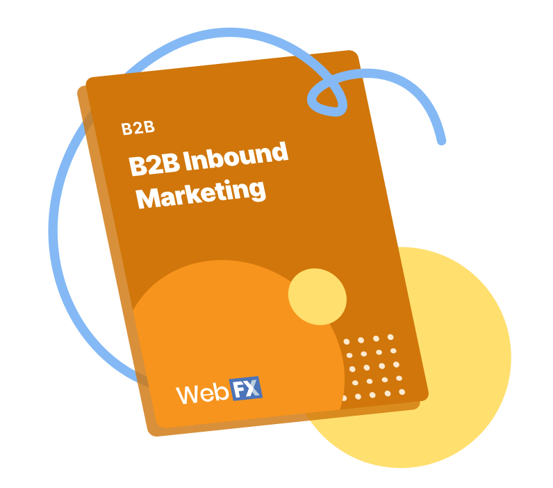 A notebook with the text "B2B- B2B Inbound Marketing" with a WebFX logo.