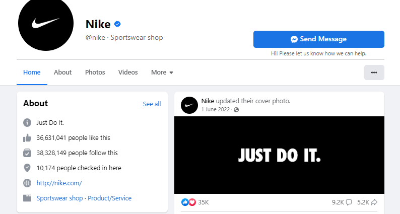 nike facebook official page
