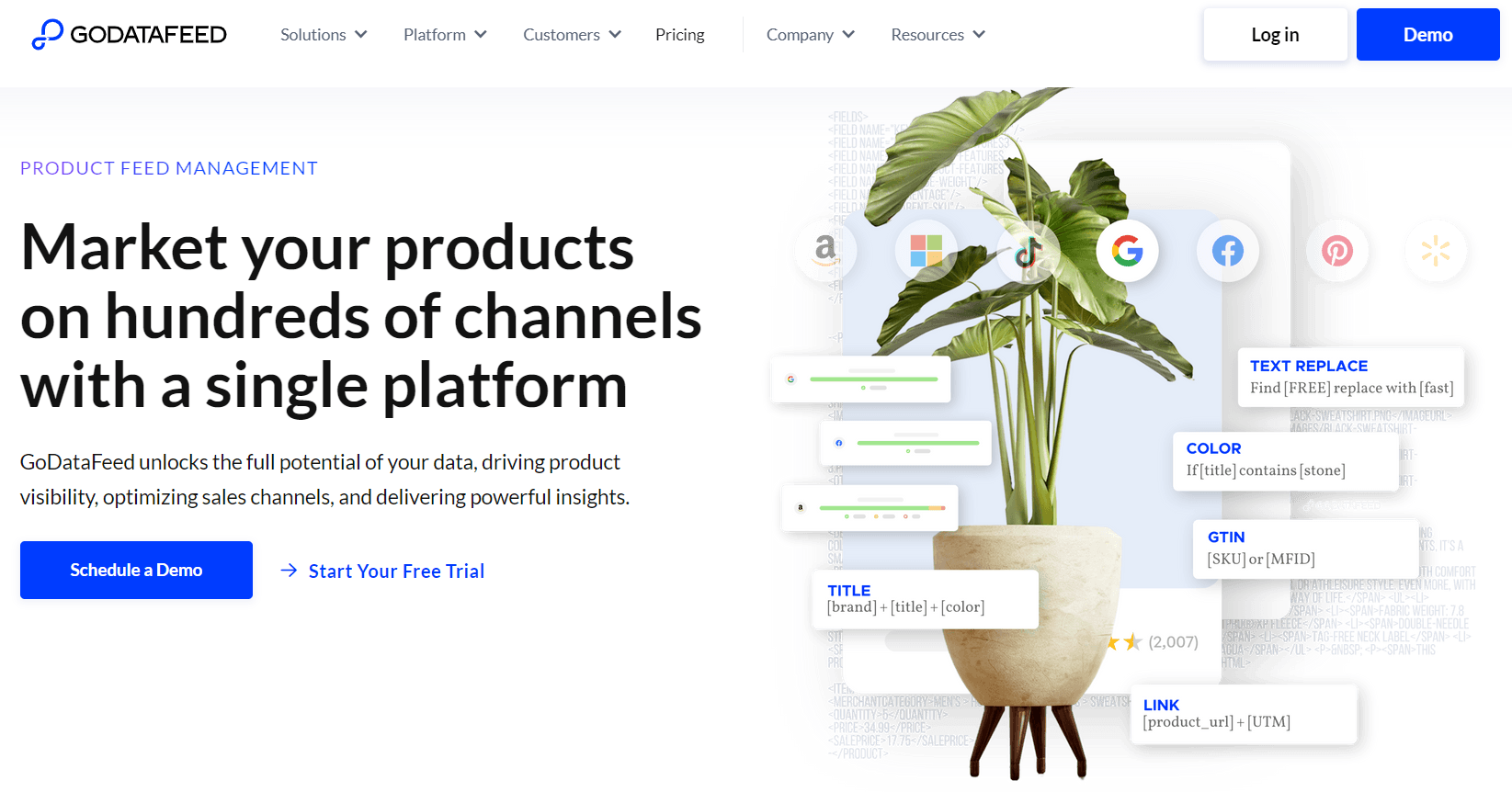 GoDataFeed landing page