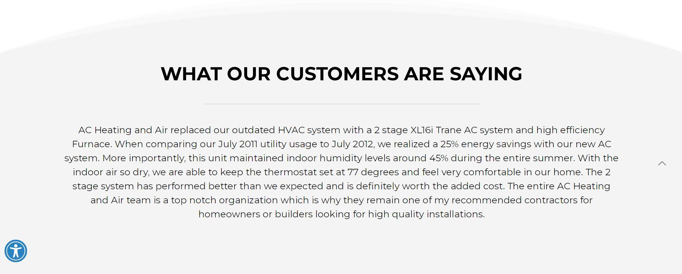 A block of text in the middle of a website with nothing around it showcasing white space