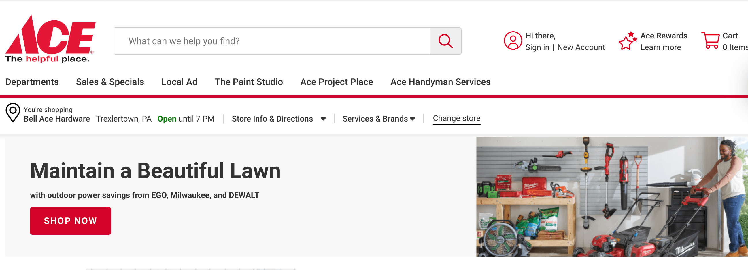 Ace Hardware homepage