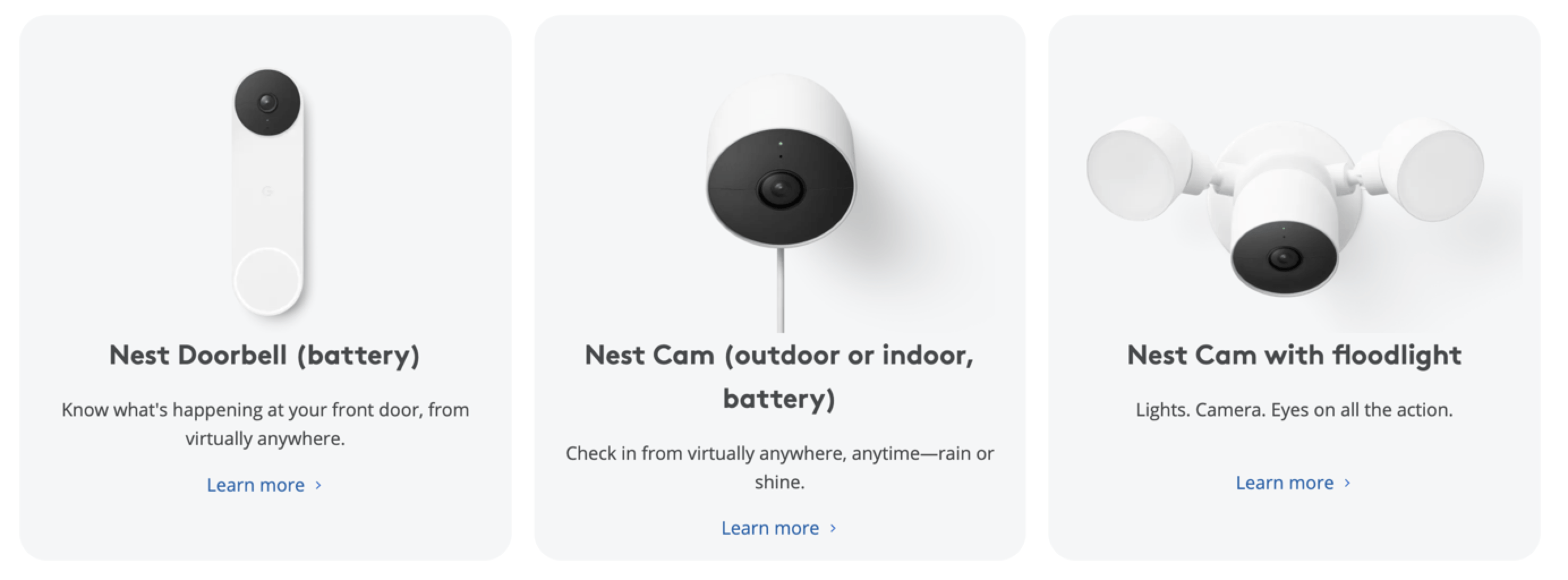 Screenshot of Nest brand product listings