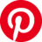 Pinterest logo with a red circular background and a white scripted 'P' in the center.