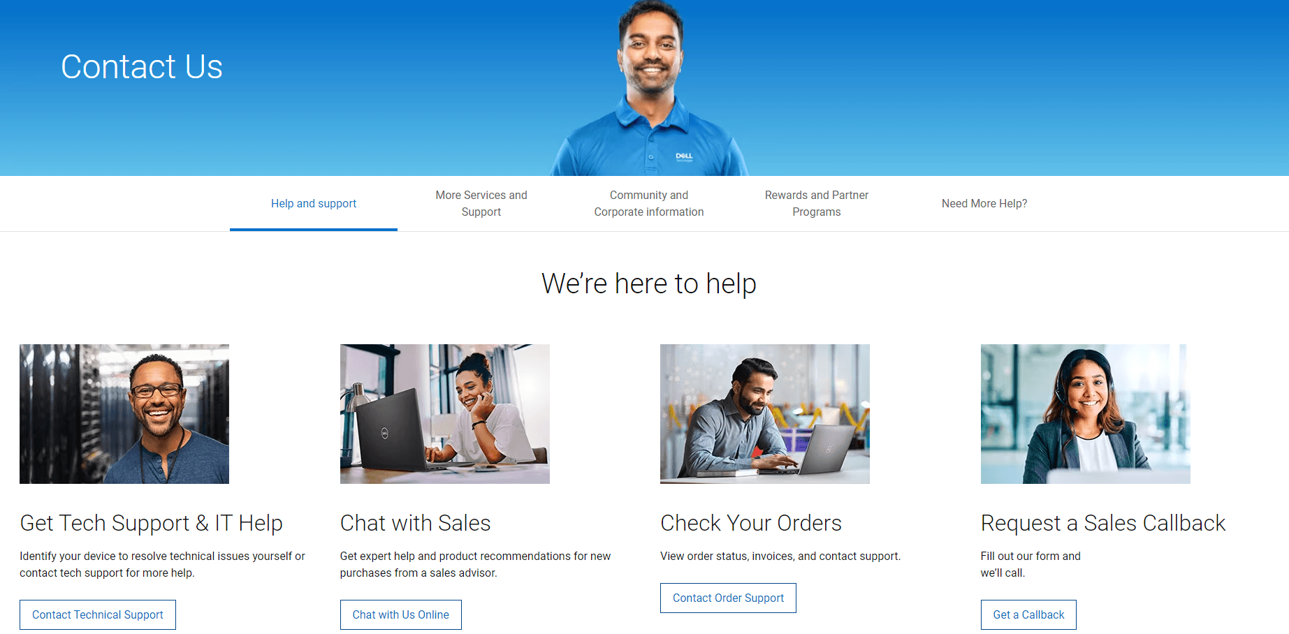 Dell contact page