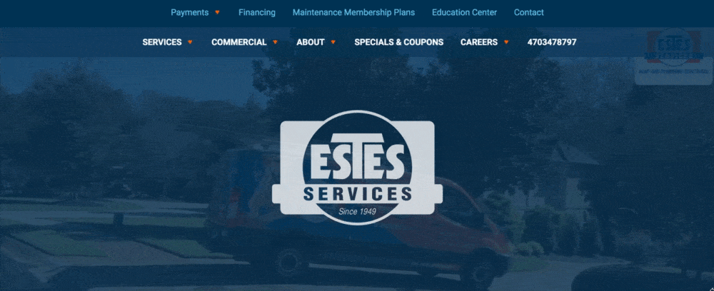 Video in the background of Este's website showing their team working on repairs