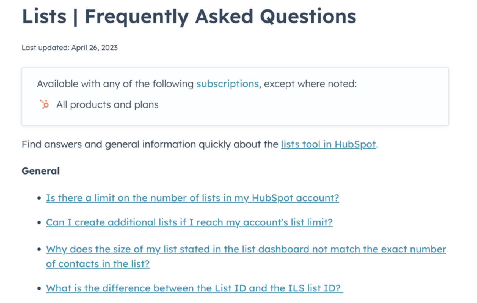 Screenshot of FAQ sections from the HubSpot website