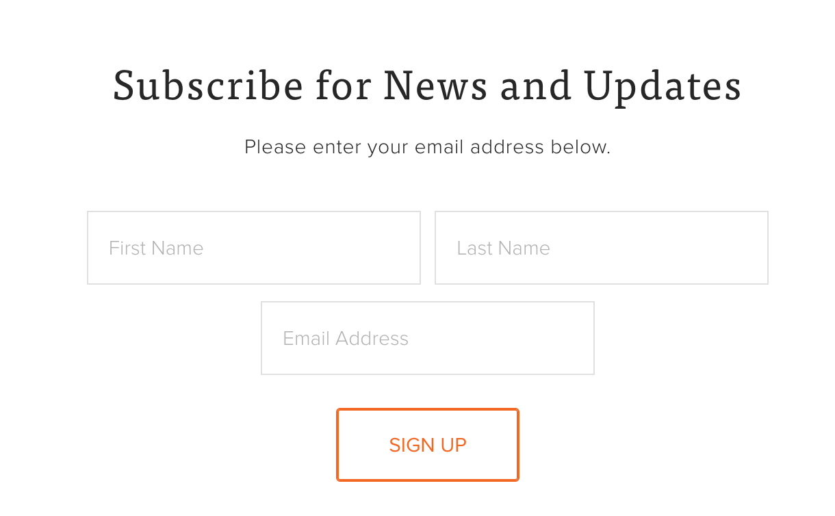 Website form on Flatiron family's website