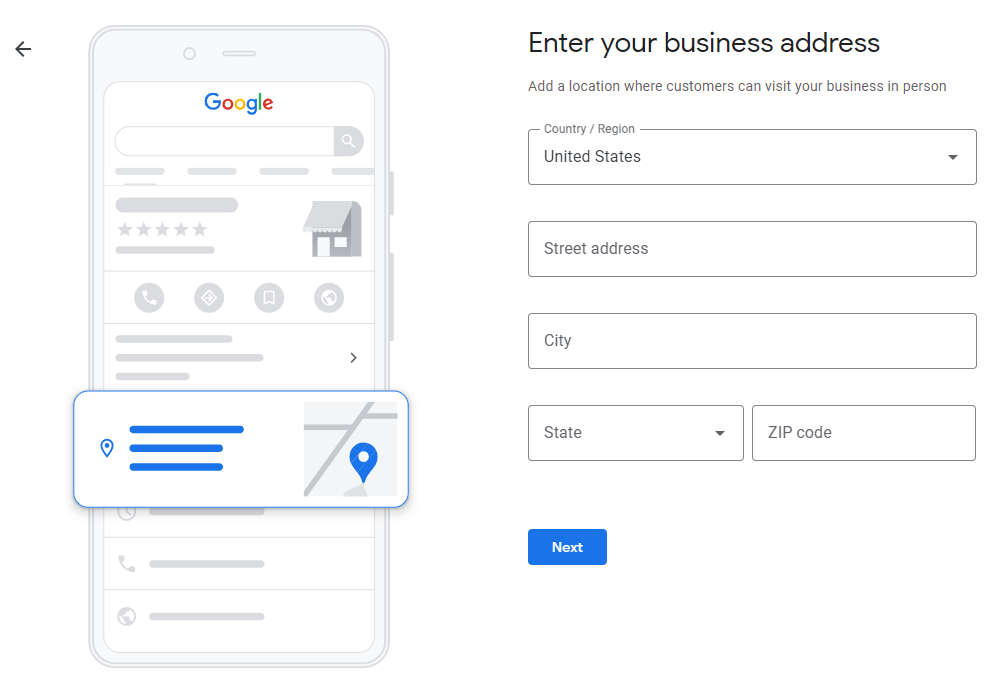 enter business information in google my business