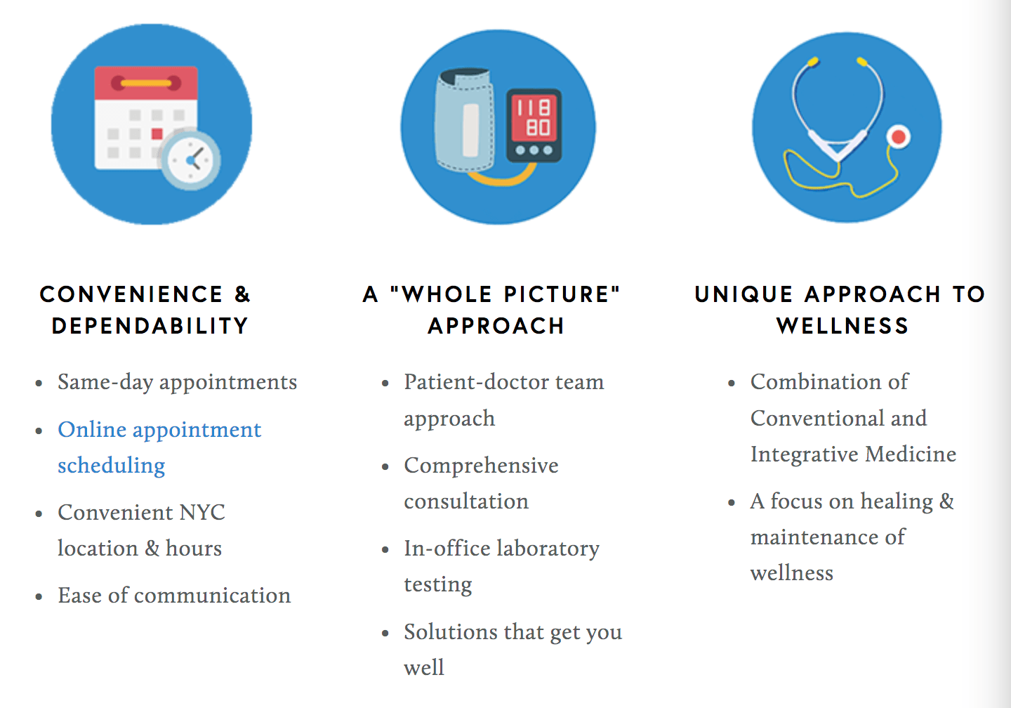 Icons on NYC integrative's website