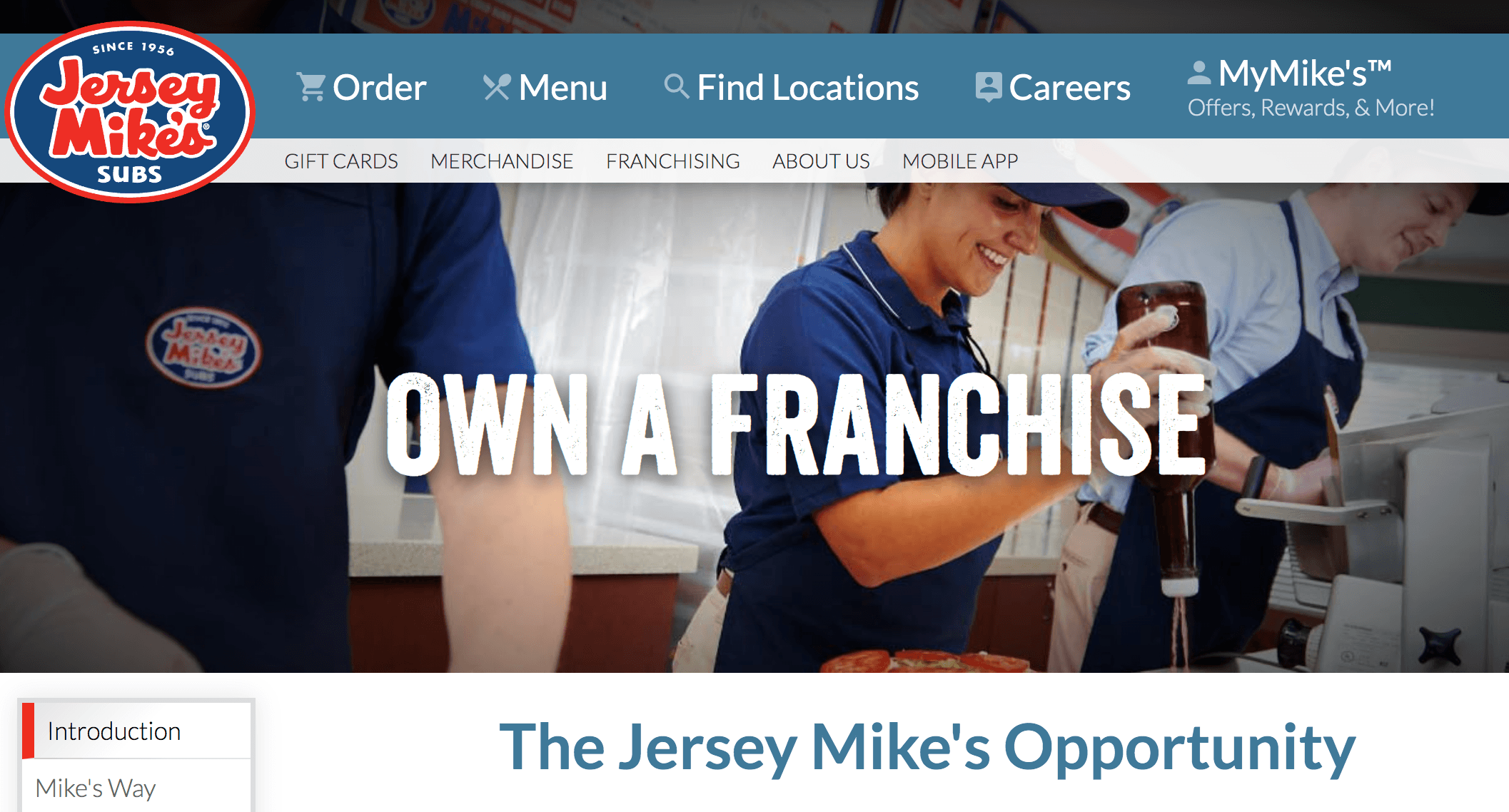 Own a franchise page from Jersey Mike's