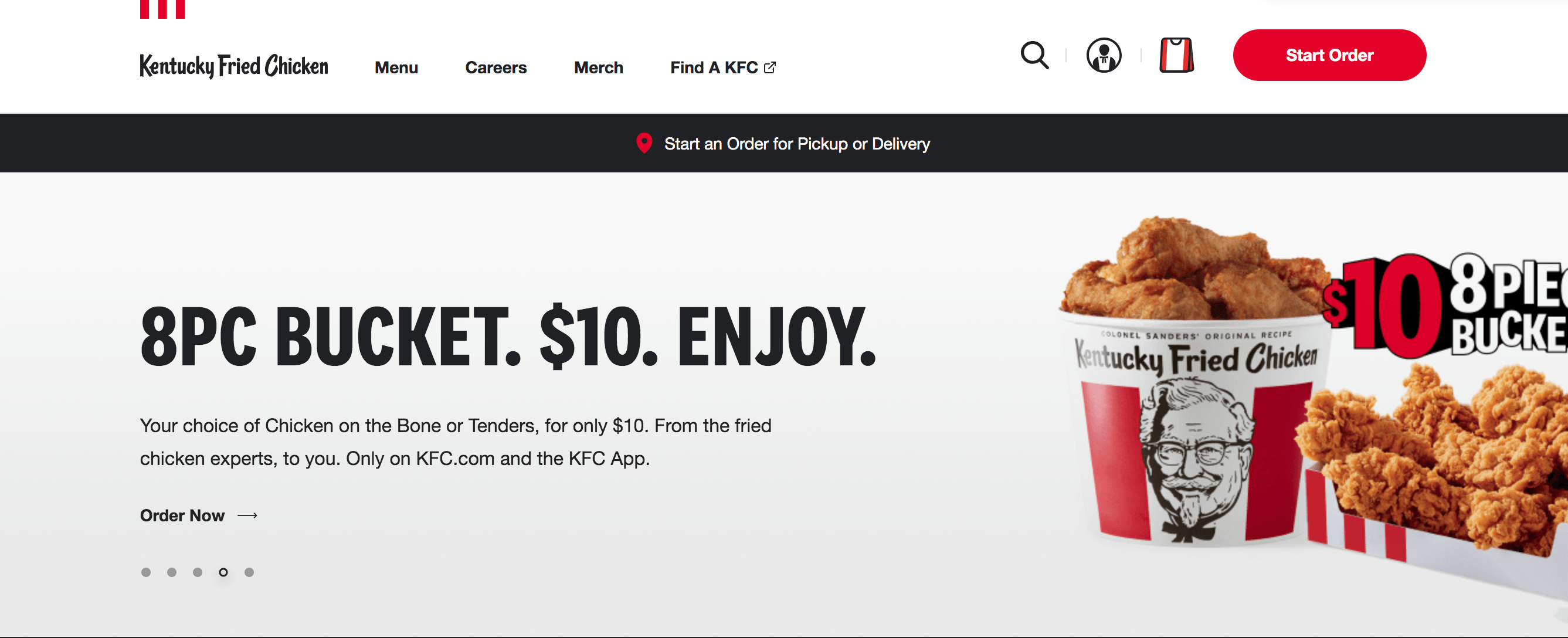 Homepage for KFC