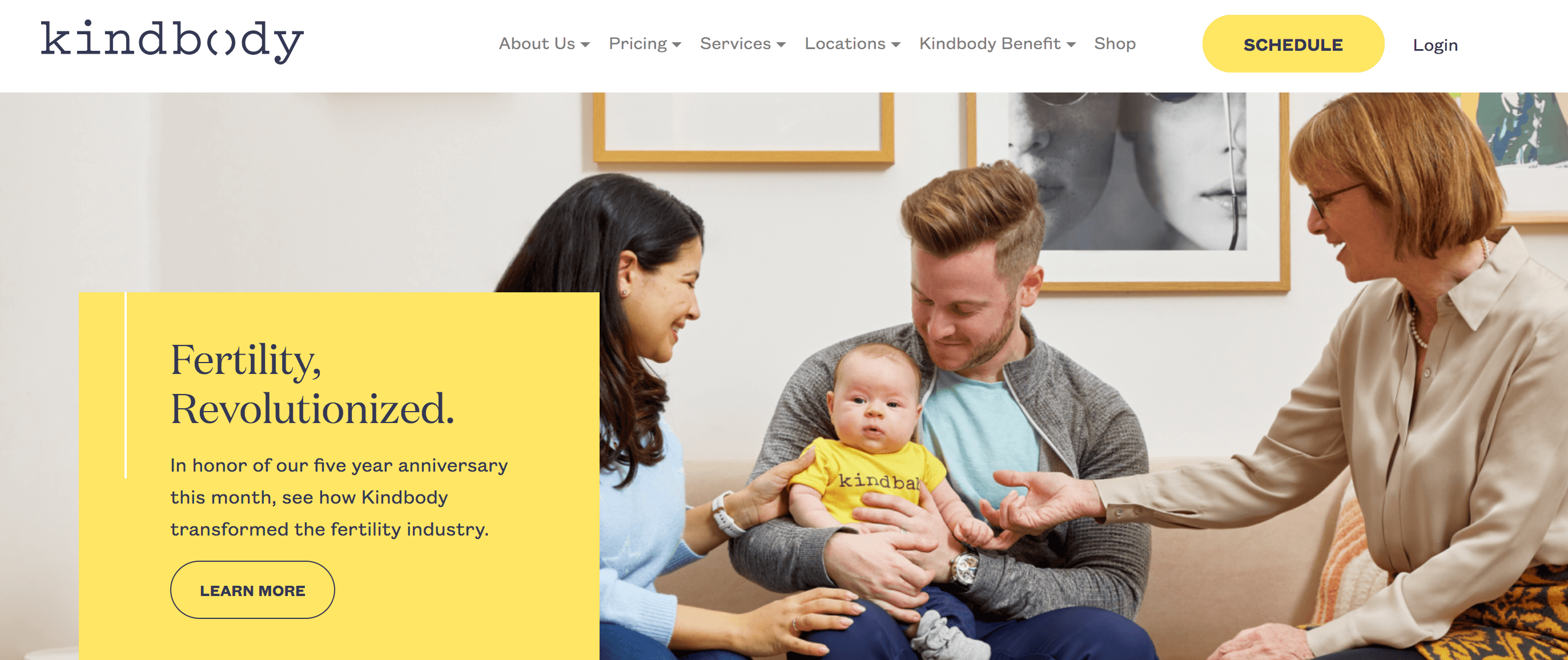 Homepage for kindbody
