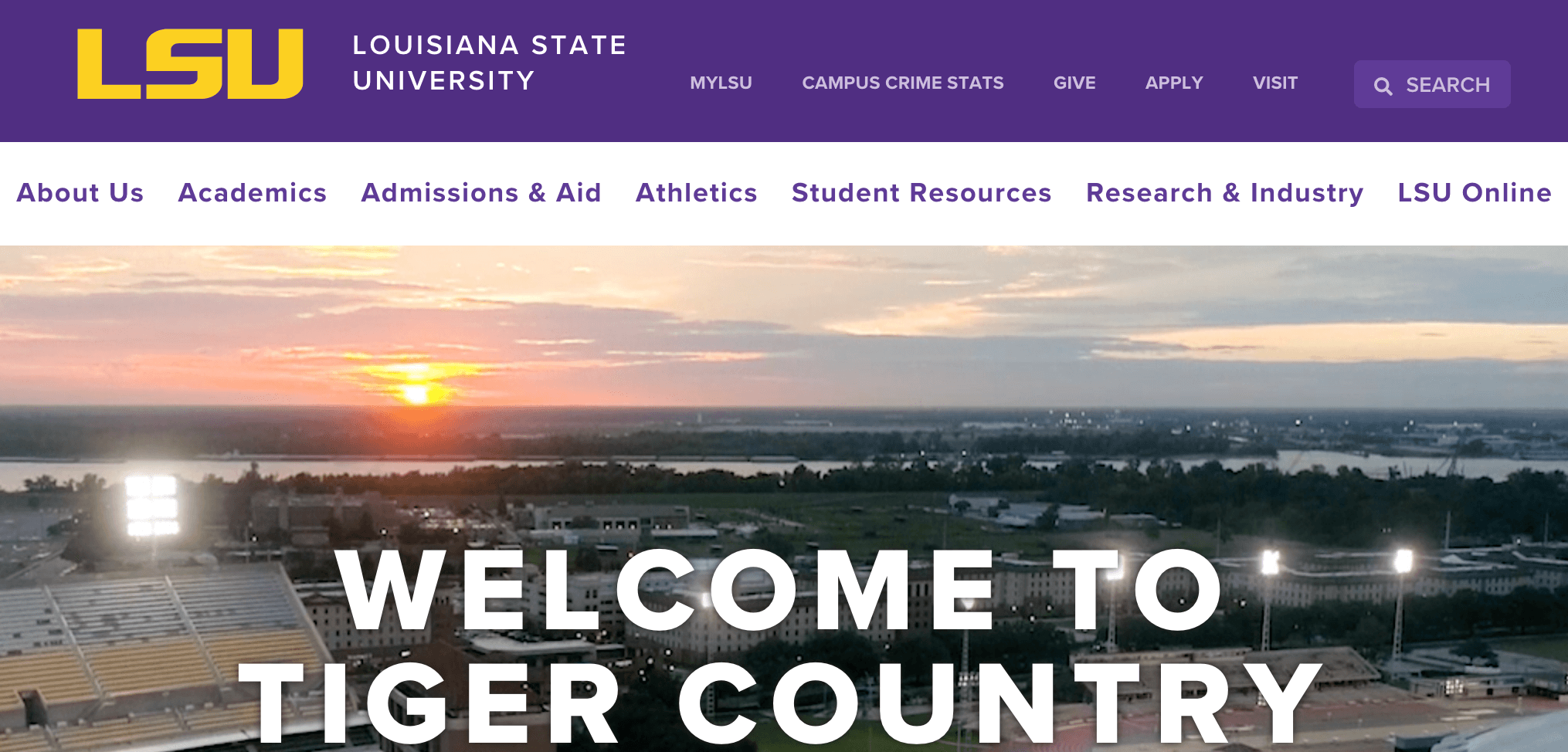 Homepage for LSU