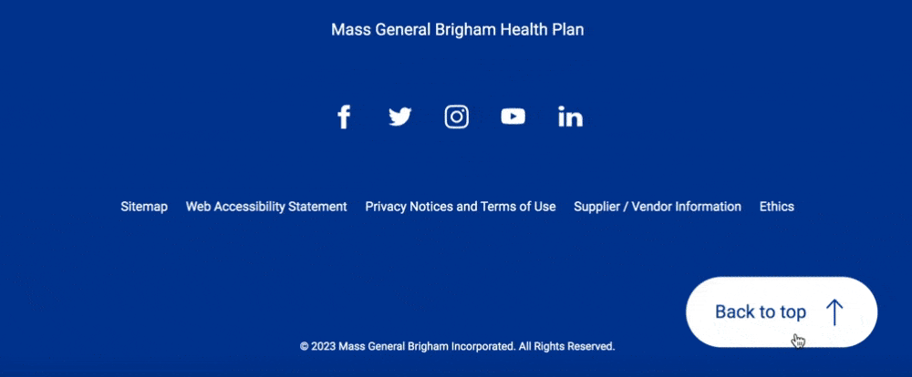Clicking an arrow button at the bottom to take the user back to the top