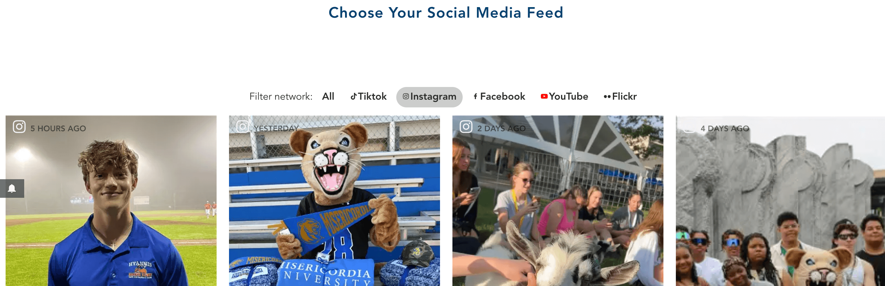 Instagram posts featuring Misericordia students on campus