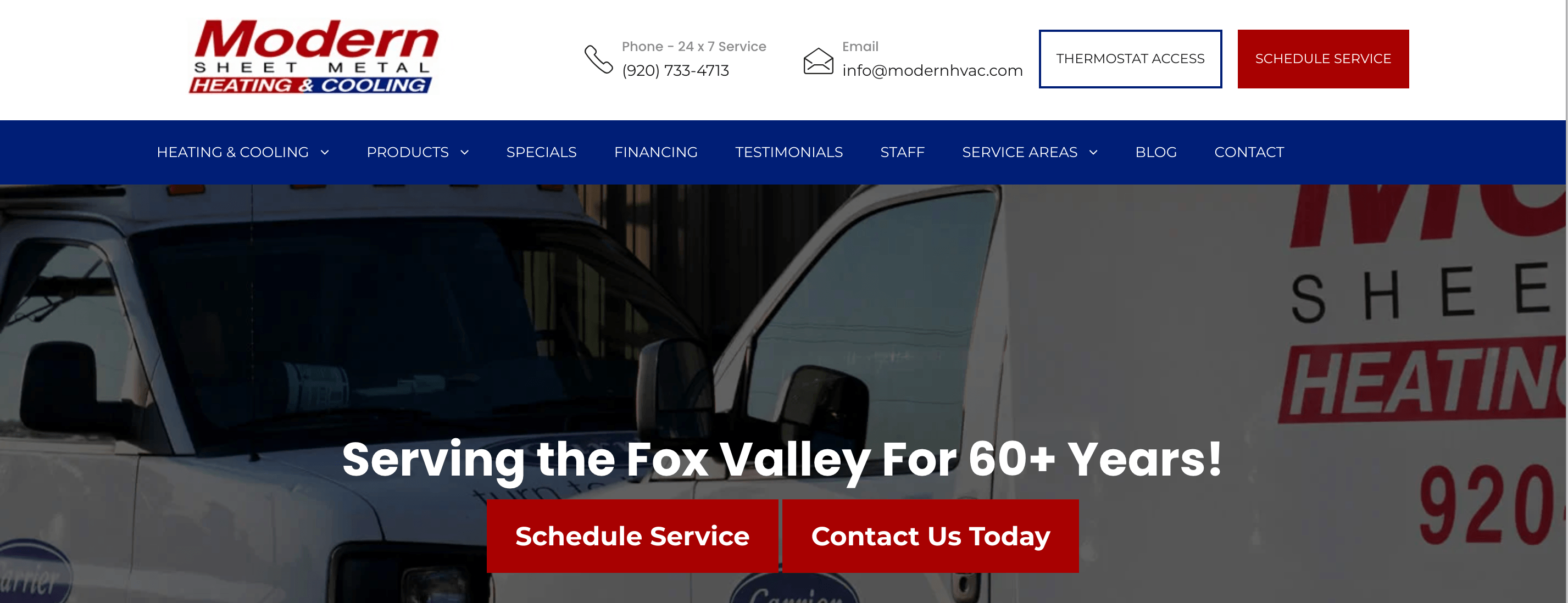 Homepage for Modern HVAC