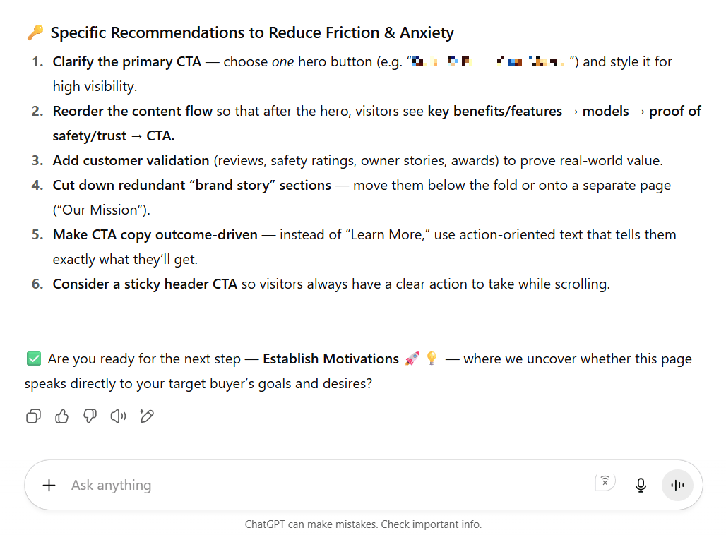roast my landing page in action