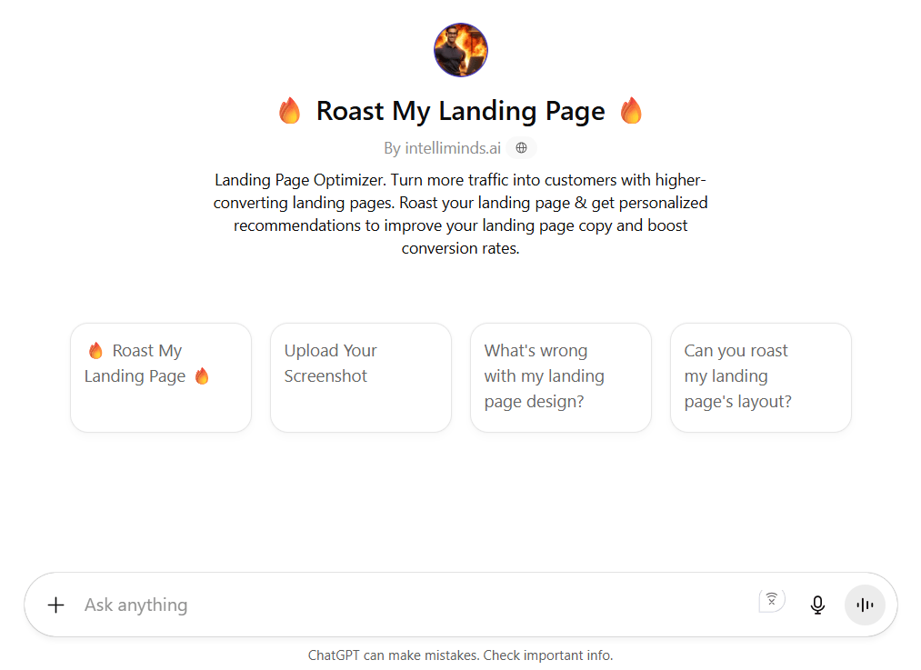 roast my landing page gpt
