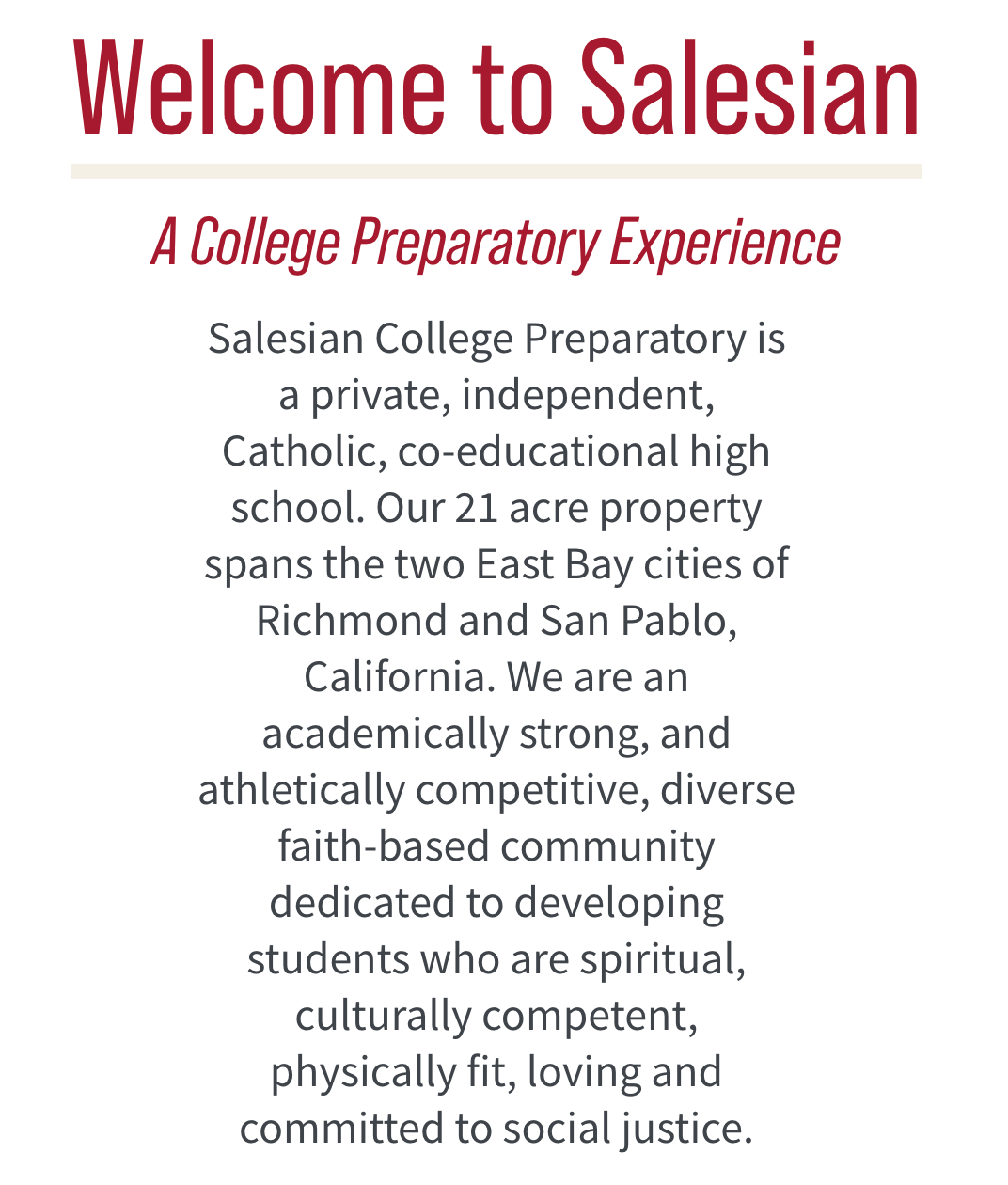 Text on Salesian's website