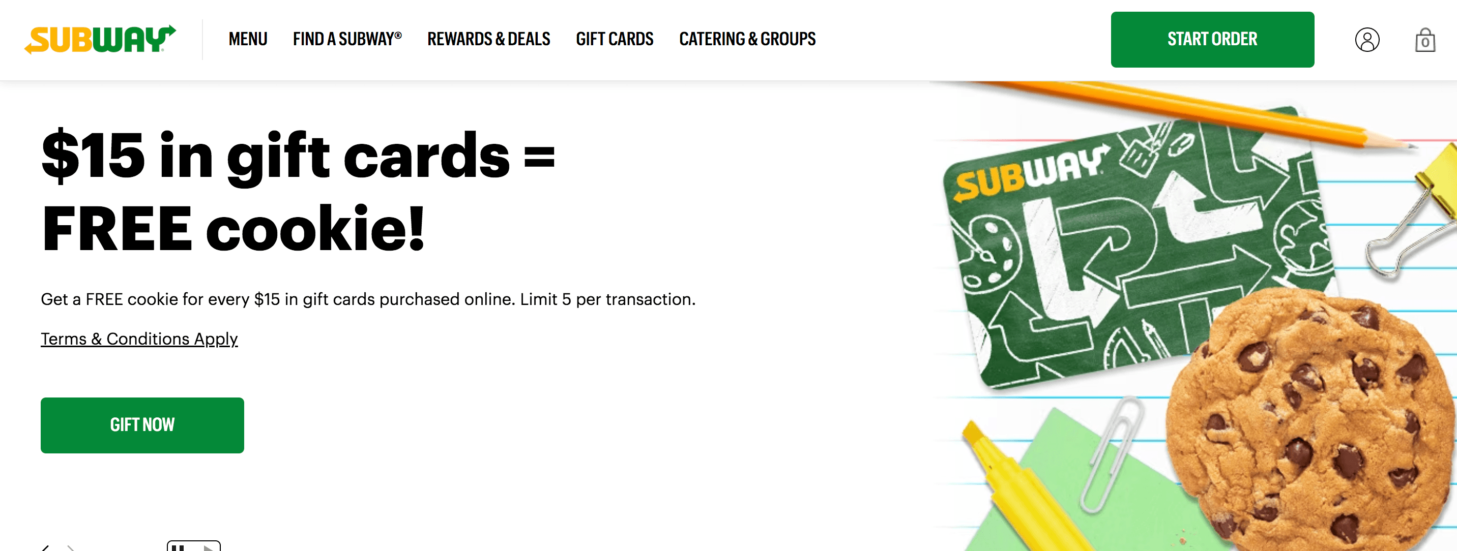 Subway homepage