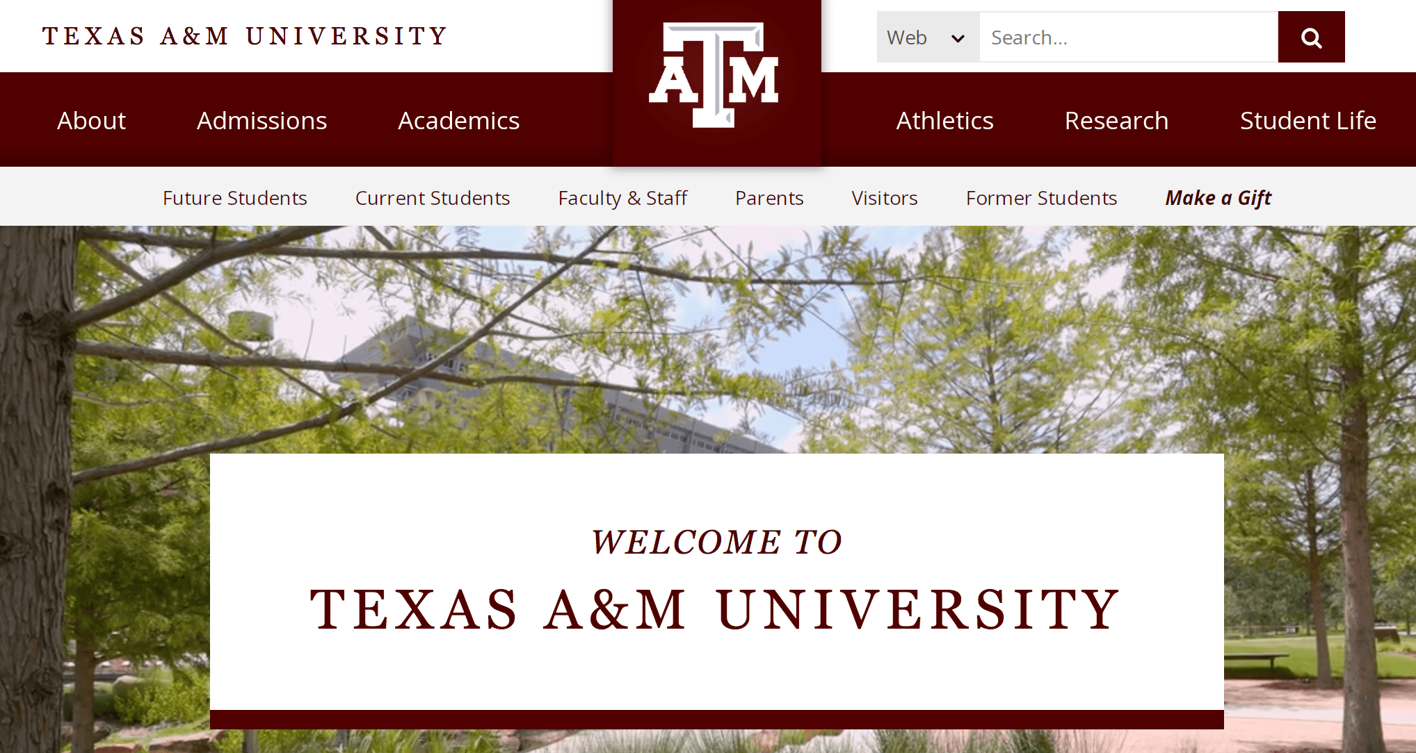 Homepage for Texas A&M University