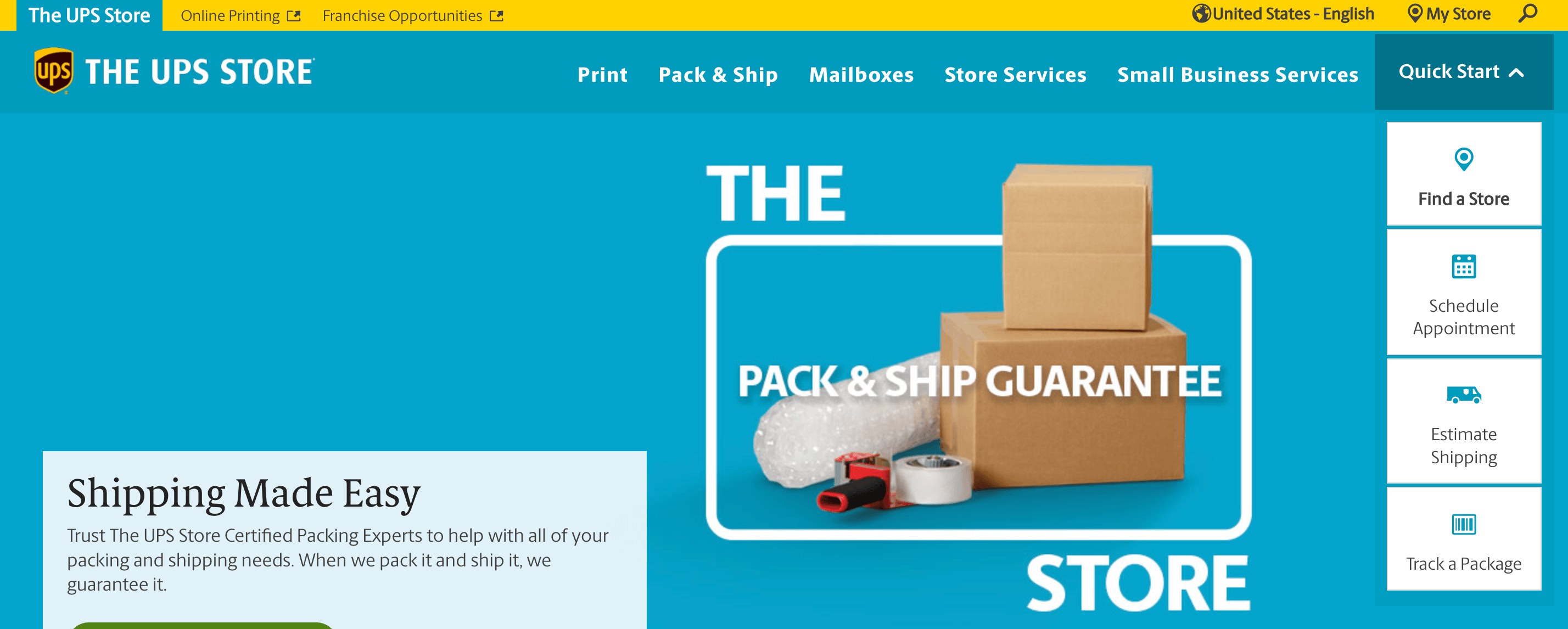 UPS homepage