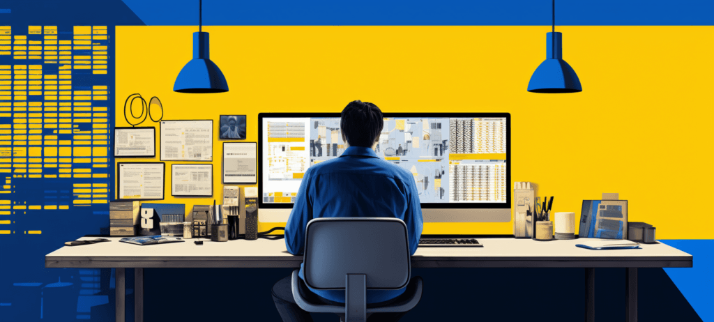 Man sitting at a desk staring at a computer