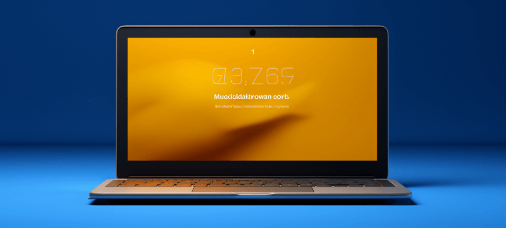 Laptop sitting on a table with a yellow screen