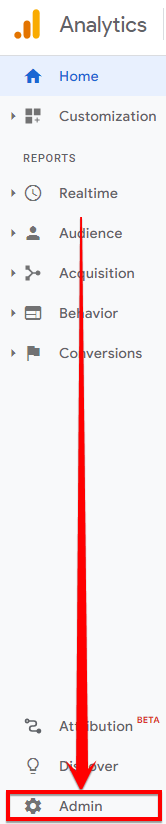 Google Analytics admin setting