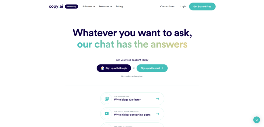 chatgpt alternatives copy ai