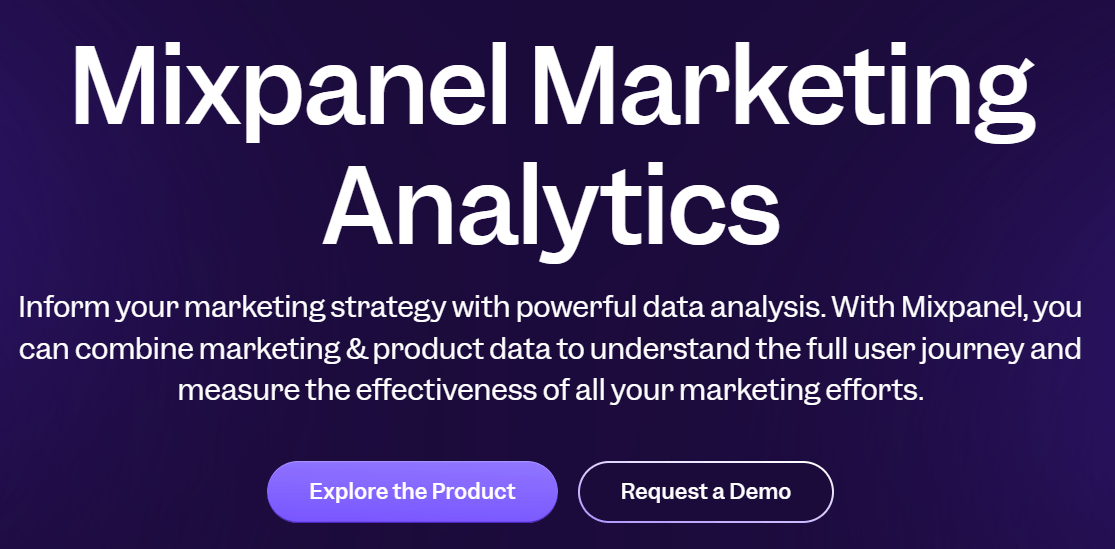 mixpanel marketing analytics landing page