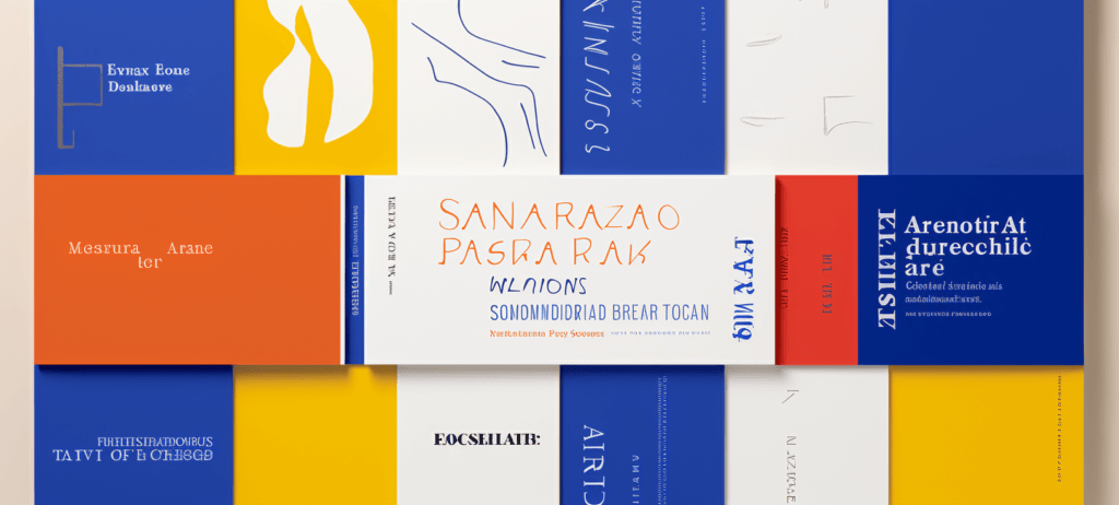 fonts on sheets of colorful paper