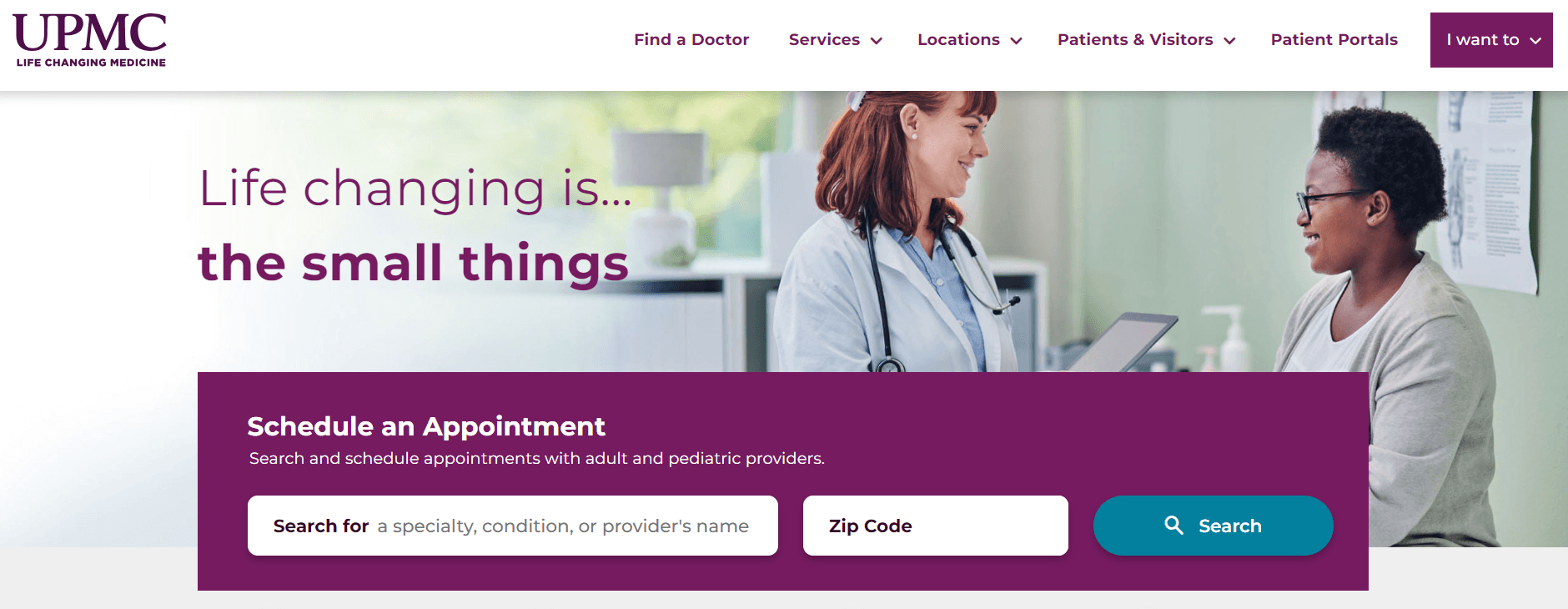 UPMC website homepage